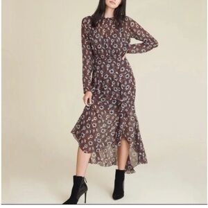 Veronica Beard Floral Long Sleeve Dress in Brown